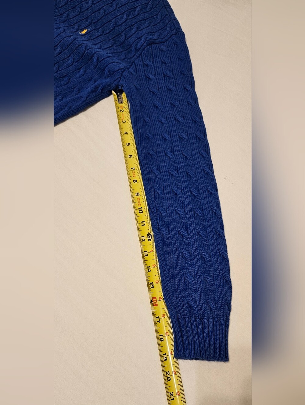 Ralph Lauren Sport Cable Knit Sweater Blue 100% Cotton Women’s L - Picture 6 of 10